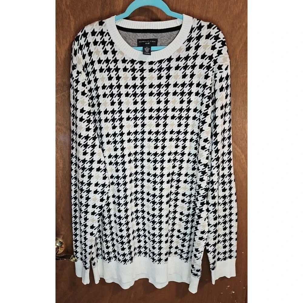 Shaquille O'Neal XLG Big‎ & Tall XXL Crew Pullover 2XL Sweater Houndstooth *EUC*